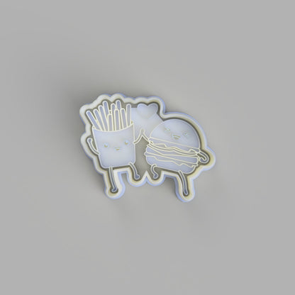 Burger and Fries - Kawaii Food Love Cookie Cutter and Embosser. - just-little-luxuries