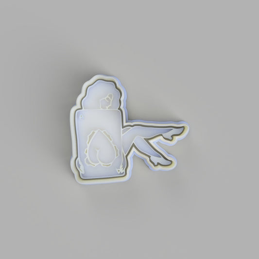 Pin Up Girl with playing card - Tattoo Style Cookie Cutter and Embosser - just-little-luxuries