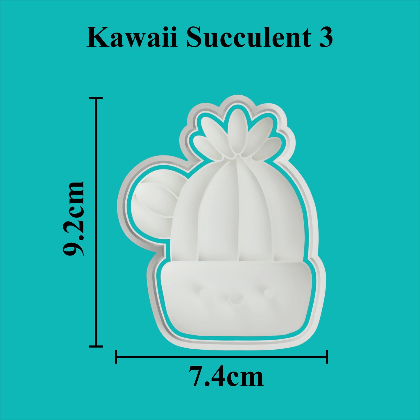 Kawaii Succulent (3) Cookie Cutter and Embosser