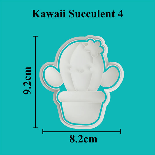 Kawaii Succulent (4) Cookie Cutter and Embosser