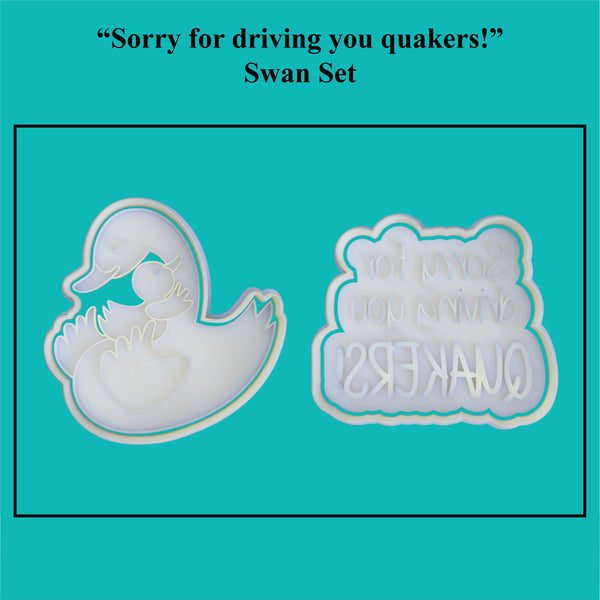 Parents Love - "Sorry for driving you quakers" Cookie Cutter and Embosser Set.