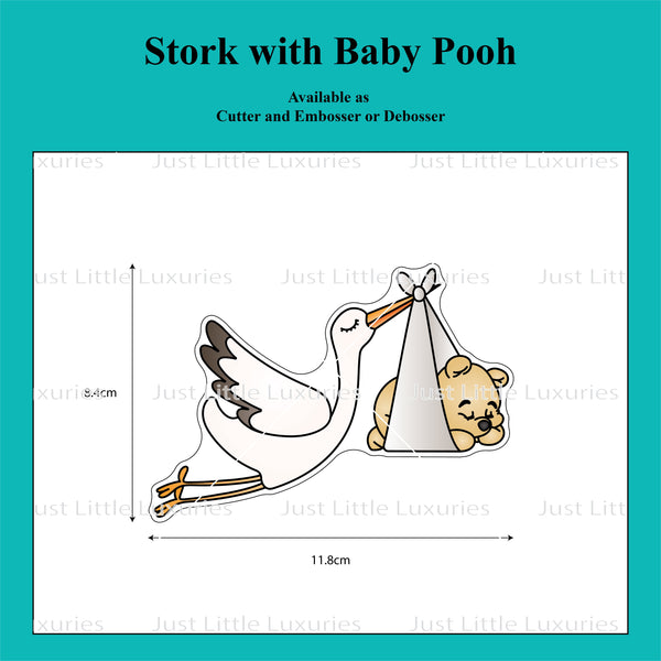 Stork With Baby Pooh Cookie Cutter