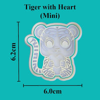 Tiger with heart - Valentines Day Cookie Cutter. Available in Mini and Standard sizing - just-little-luxuries