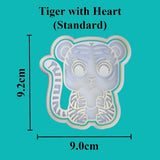 Tiger with heart - Valentines Day Cookie Cutter. Available in Mini and Standard sizing - just-little-luxuries